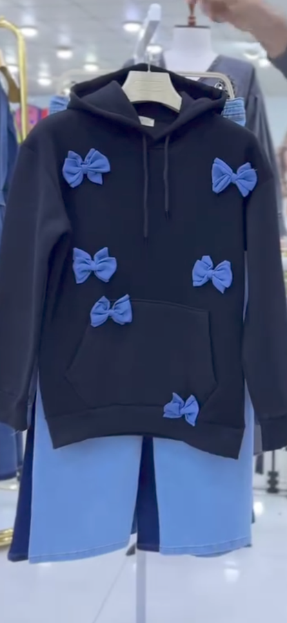 Trendy bow style hoodie with pent 🥰