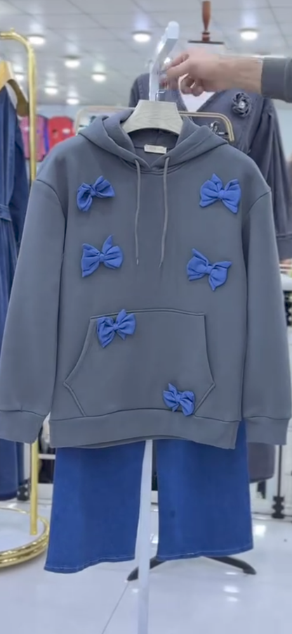Trendy bow style hoodie with pent 🥰